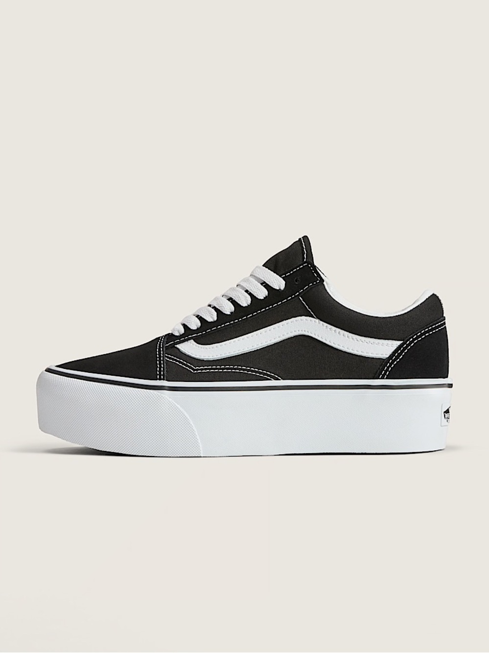 VANS OLD SKOOL STACKFORM SUEDE / CANVAS BLACK - TRUE WHITE - BLACK / 4.5